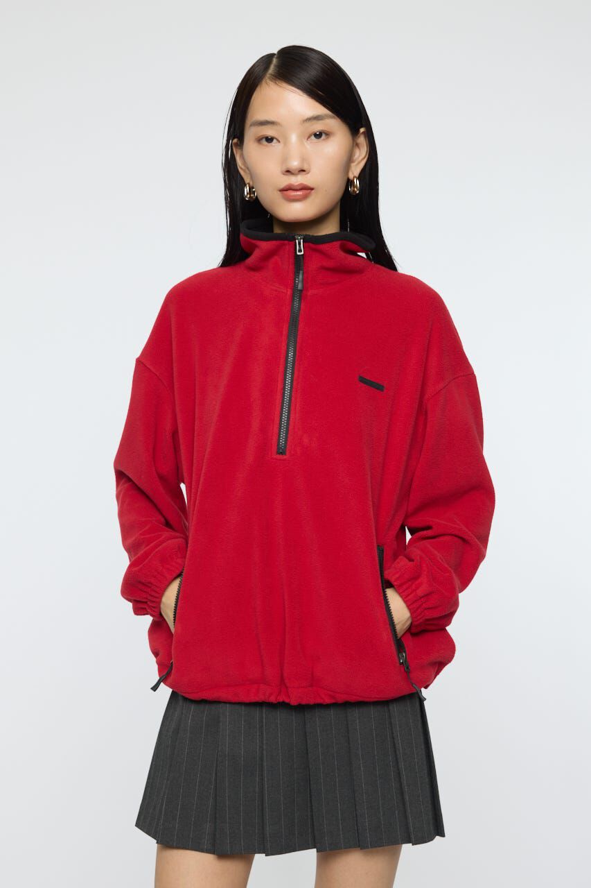 MOUSSY「FLEECE ZIP プルオーバー」|シャツ・ブラウス|RED
