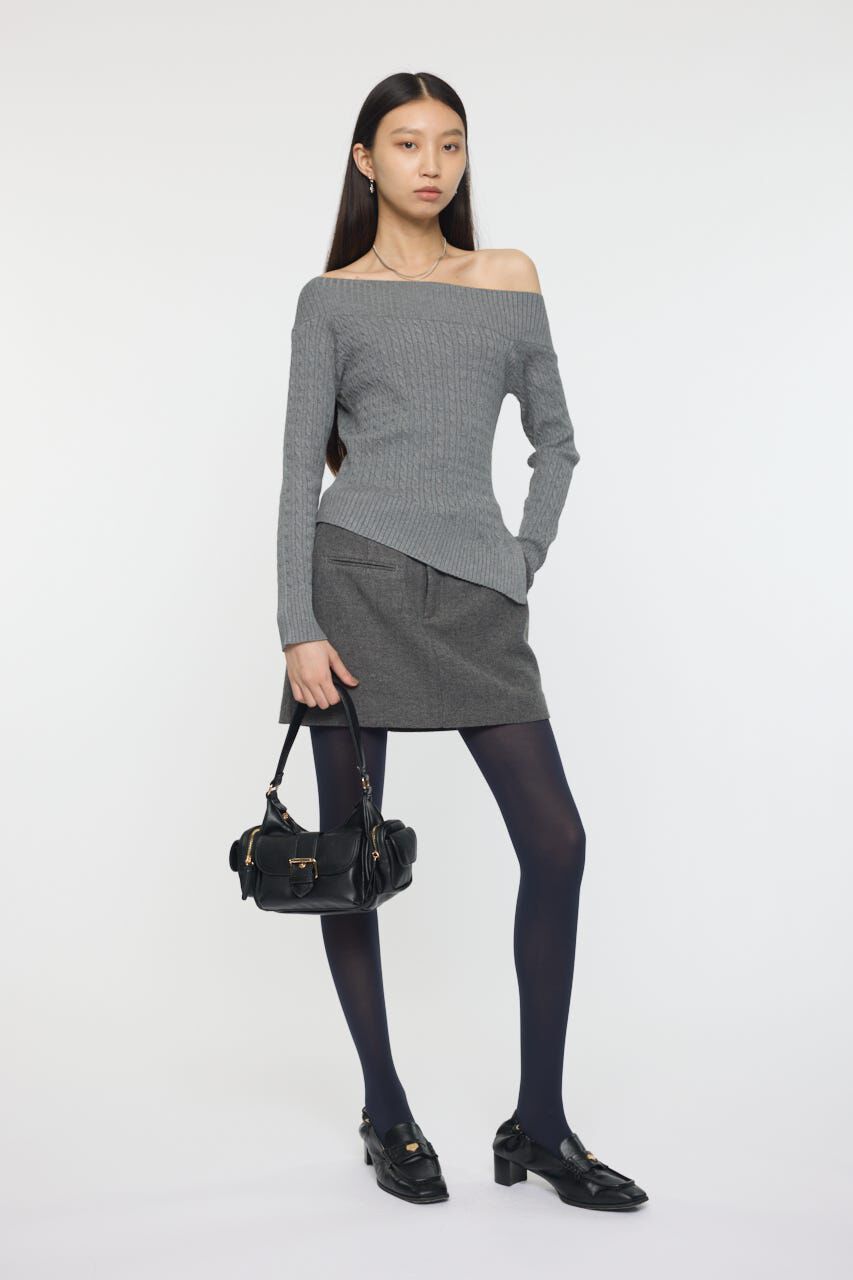 MOUSSY「ASYMMETRY SHOULDER CABLE ニット」|ニット・セーター|