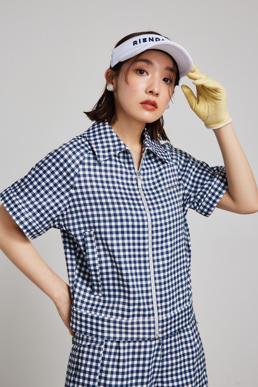 rienda「ギンガムチェックZIP UPブルゾン」|ブルゾン・スタジャン|