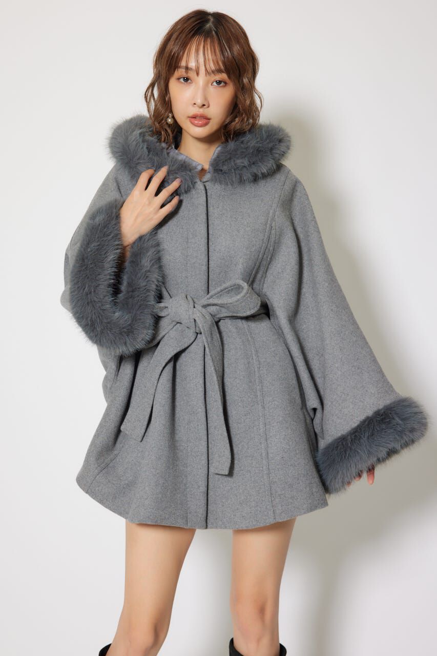 rienda「ウールMIXフードポンチョコート」|その他|