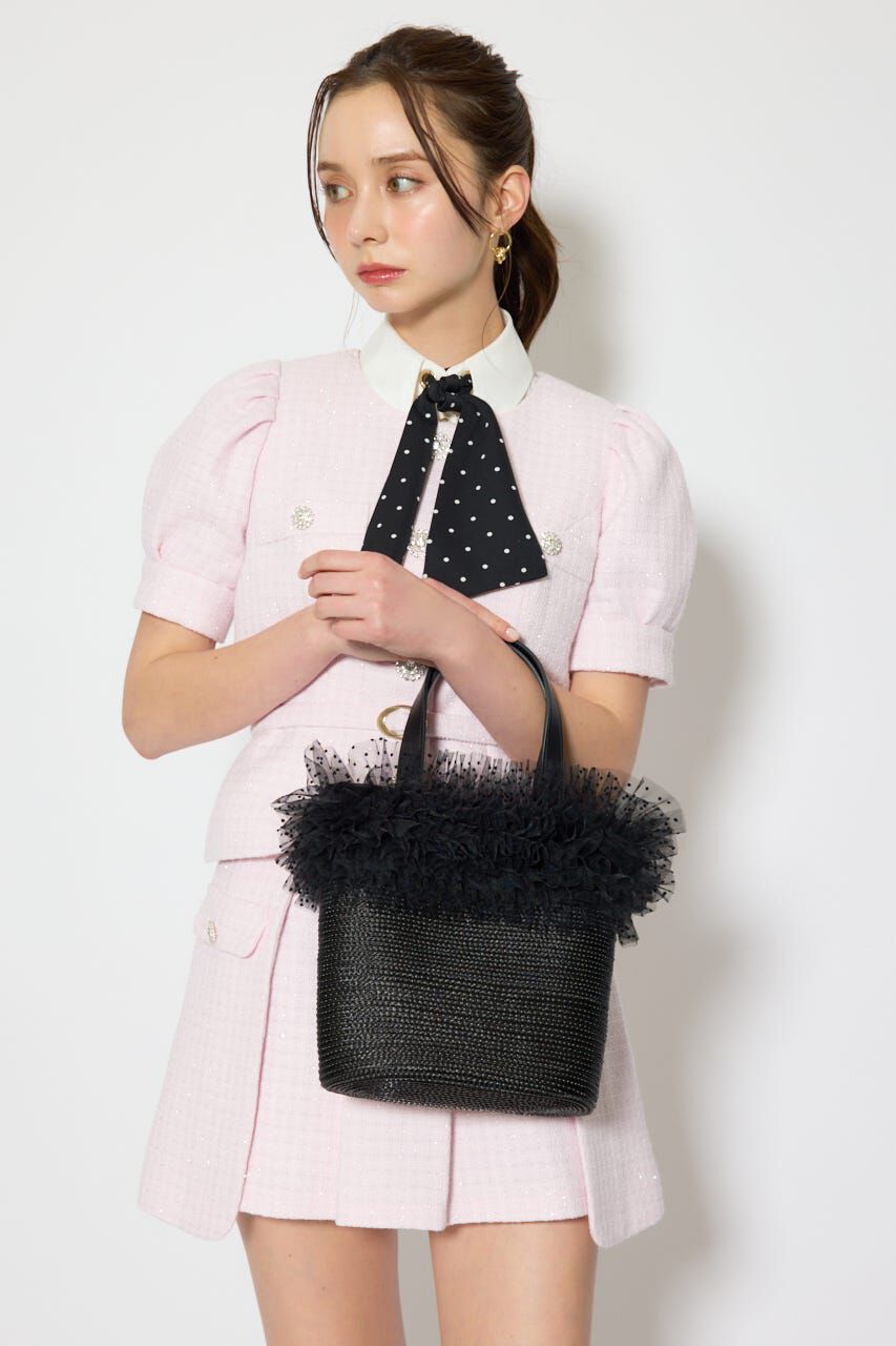 rienda「チュールコンビハンドバッグ」|その他|BLK