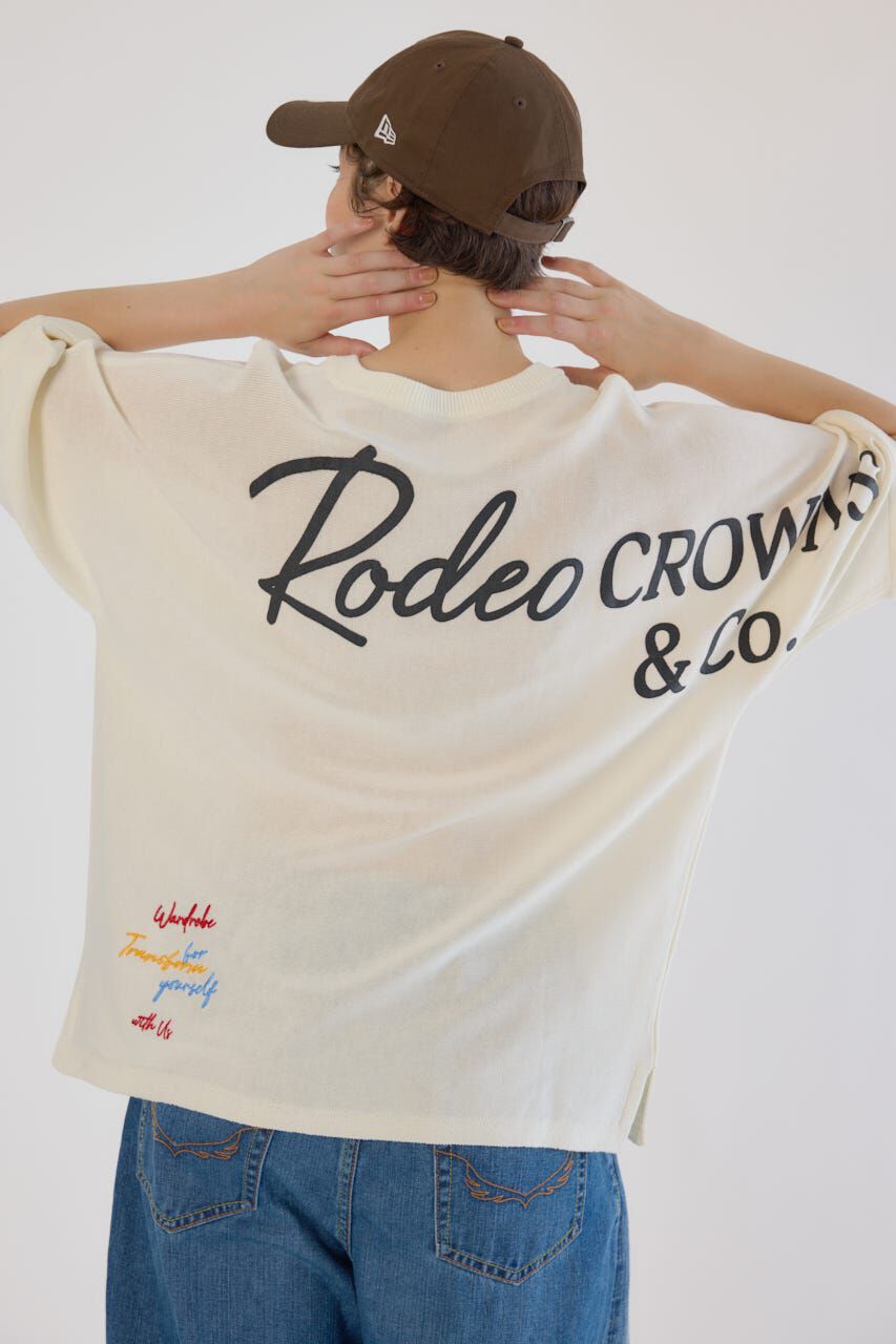 RODEO CROWNS「BIG LOGO5分袖ニットトップス」|ニット・セーター|O/WHT1