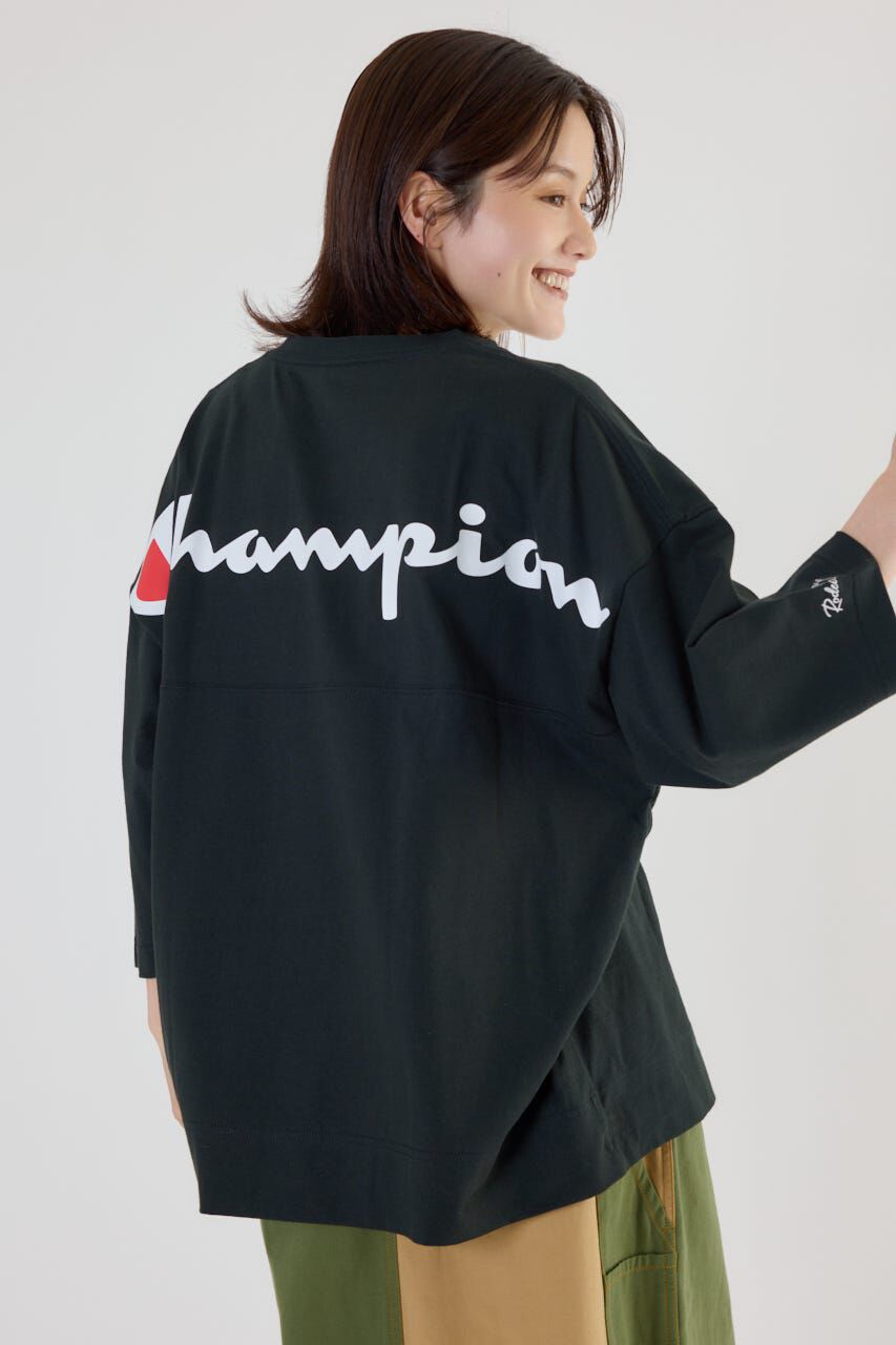 RODEO CROWNS「Champion Vネック7分袖トップス」|パーカー|BLK