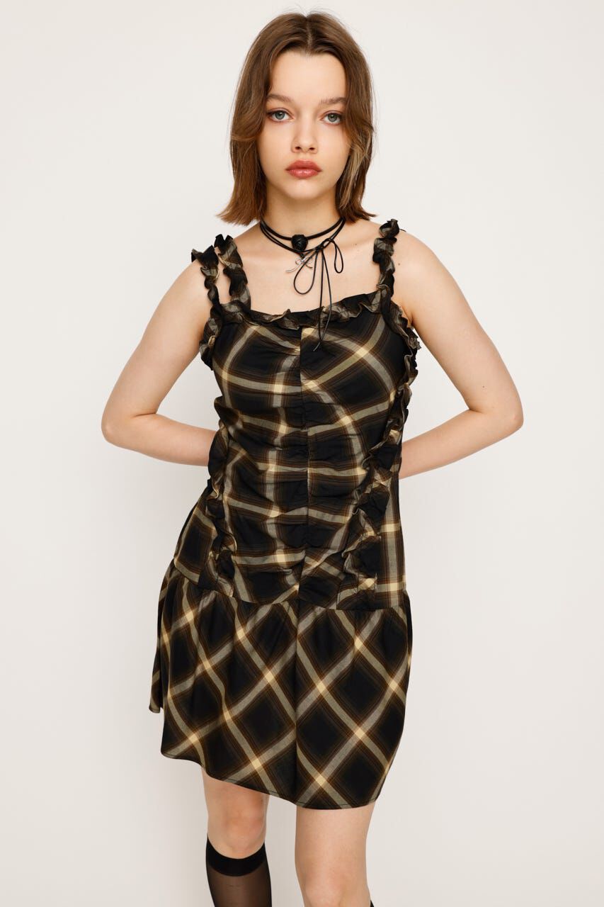 SLY「CHECK FRILL ショートワンピース」|ワンピース|