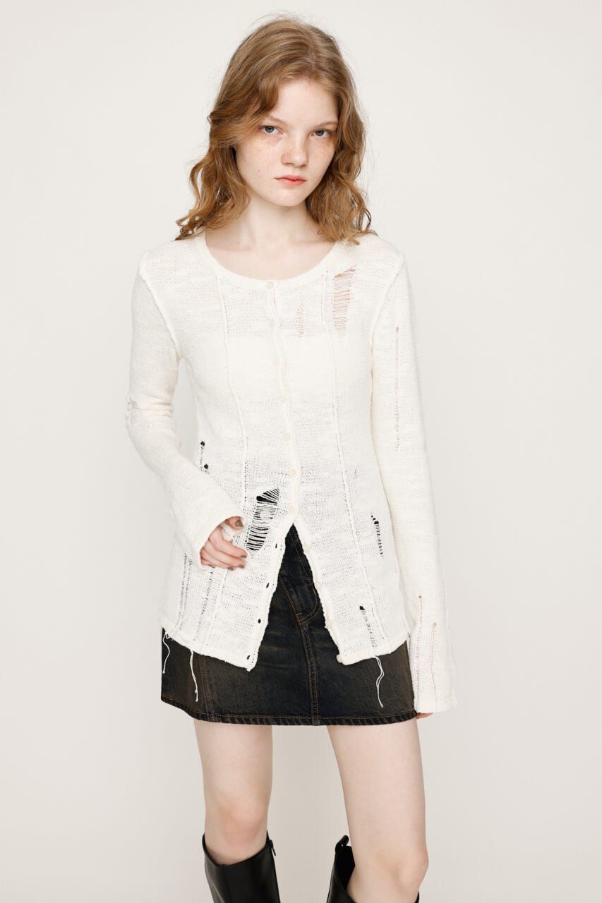 SLY「FRONT BUTTON CRASH カーディガン」|カーディガン|