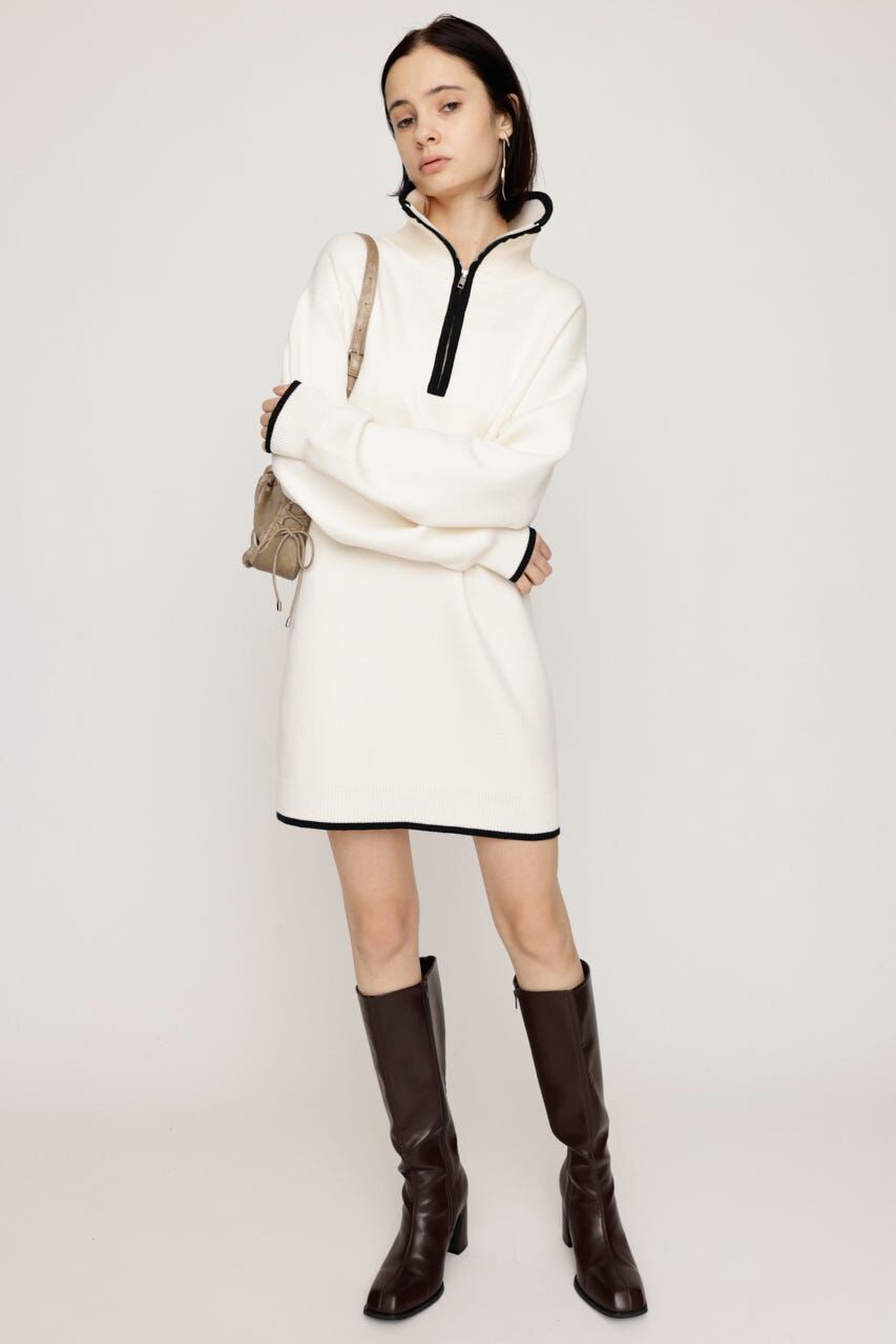 SLY「HALF ZIP HN KNIT ショートワンピース」|ワンピース|
