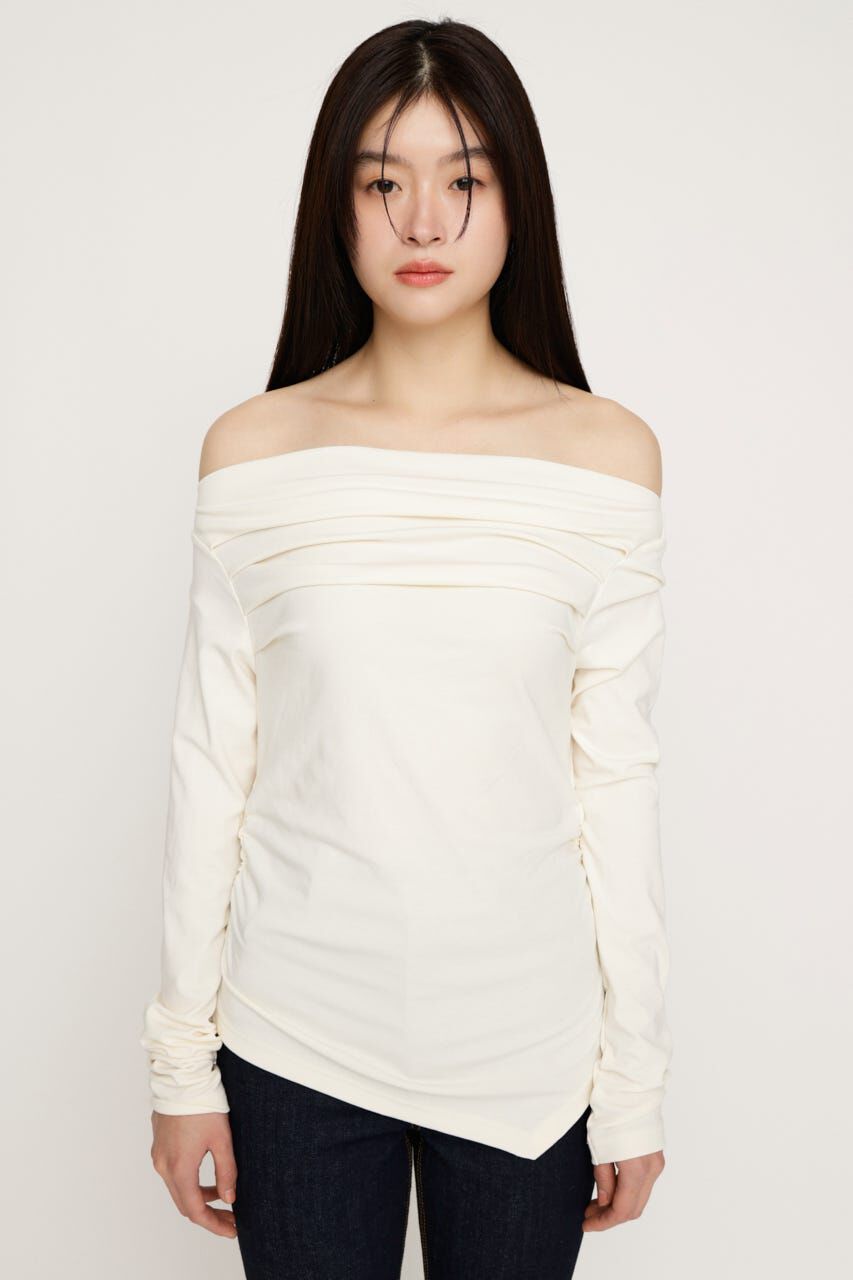 SLY「OFF SHOULDER TUCK トップス」|Tシャツ・カットソー|