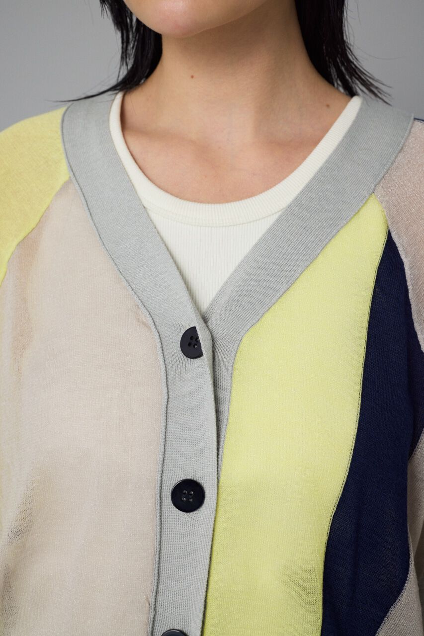 HeRIN.CYE「Color block sheer cardigan」|カーディガン|