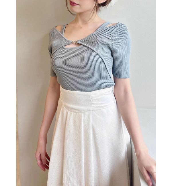 RESEXXY「GOLDパーツリブニットトップス」|ニット・セーター|