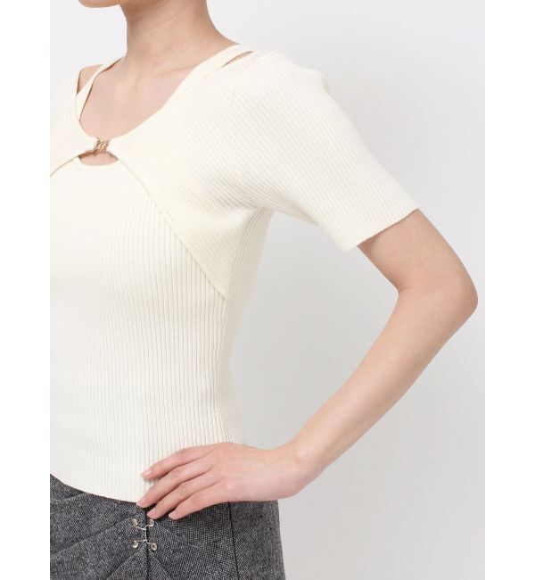 RESEXXY「GOLDパーツリブニットトップス」|ニット・セーター|