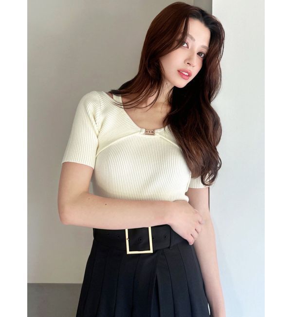 RESEXXY「GOLDパーツリブニットトップス」|ニット・セーター|