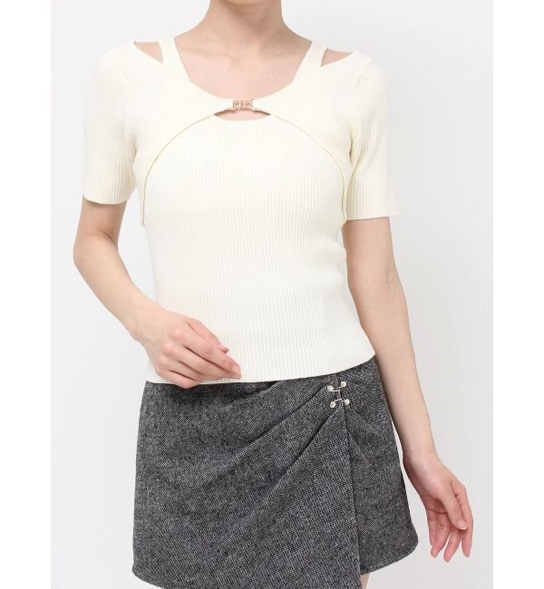 RESEXXY「GOLDパーツリブニットトップス」|ニット・セーター|