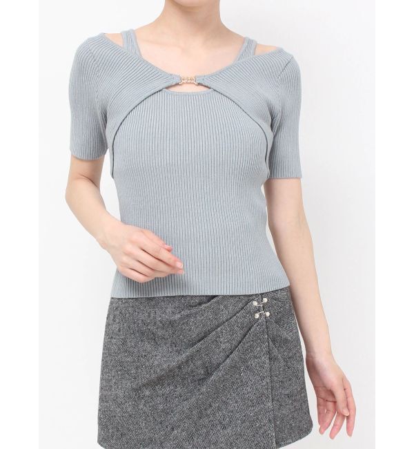 RESEXXY「GOLDパーツリブニットトップス」|ニット・セーター|