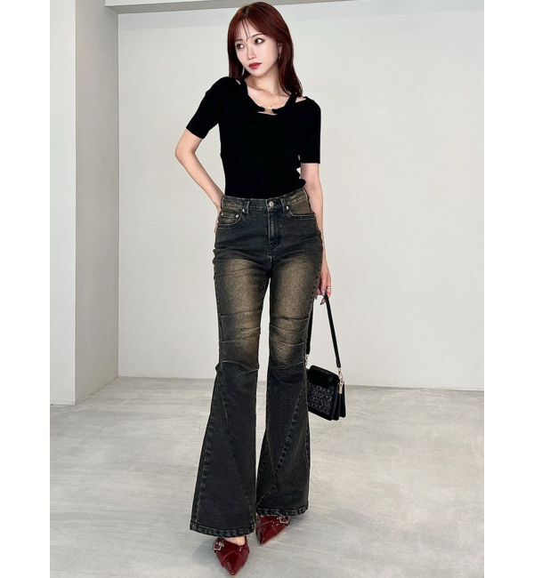 RESEXXY「GOLDパーツリブニットトップス」|ニット・セーター|