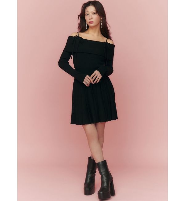 RESEXXY「オフショルプリーツニットミニワンピース」|ワンピース|