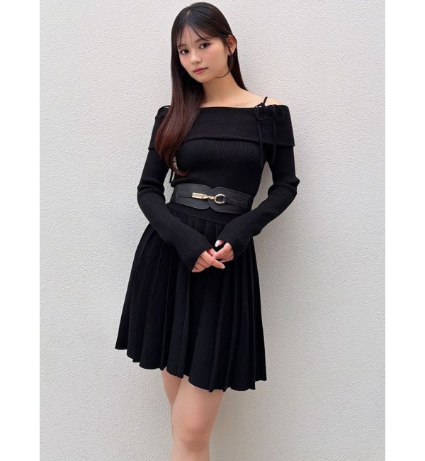 RESEXXY「オフショルプリーツニットミニワンピース」|ワンピース|
