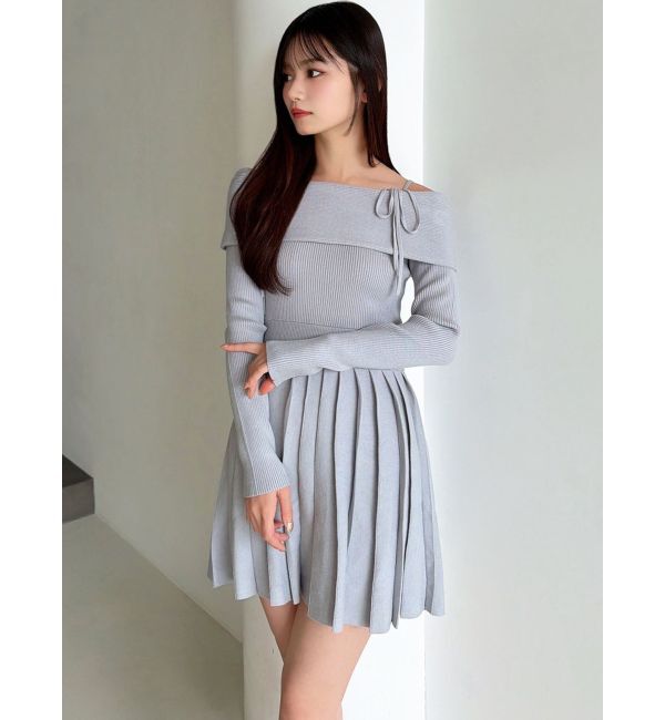 RESEXXY「オフショルプリーツニットミニワンピース」|ワンピース|