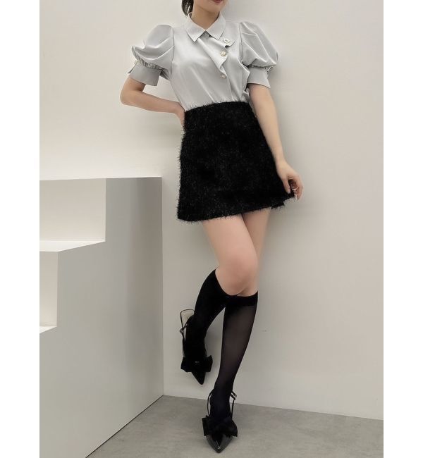 dazzlin「レースアップラメシャギーミニスカート」|スカート|