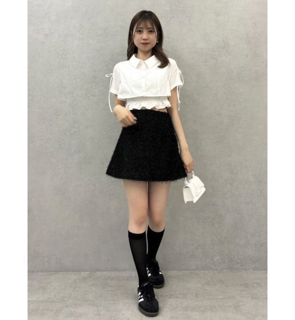 dazzlin「レースアップラメシャギーミニスカート」|スカート|