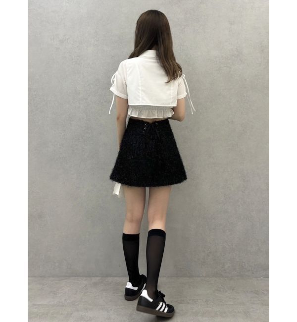 dazzlin「レースアップラメシャギーミニスカート」|スカート|