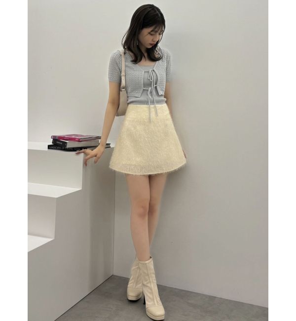 dazzlin「レースアップラメシャギーミニスカート」|スカート|