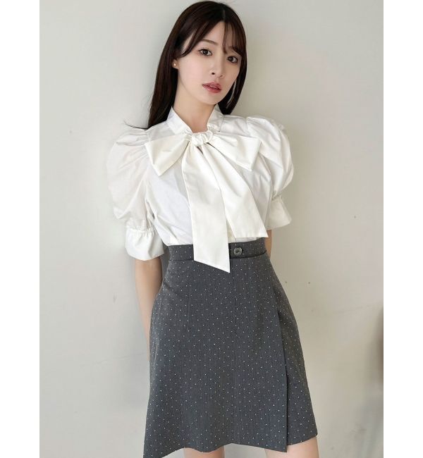 dazzlin「ペプラムタックボウタイブラウス」|シャツ・ブラウス|