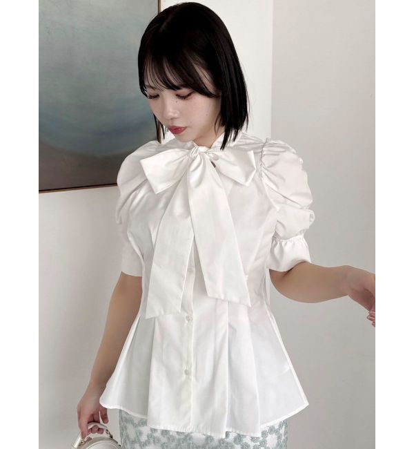 dazzlin「ペプラムタックボウタイブラウス」|シャツ・ブラウス|