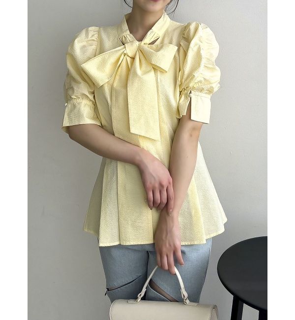 dazzlin「ペプラムタックボウタイブラウス」|シャツ・ブラウス|