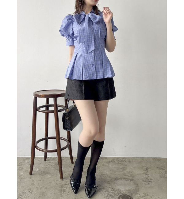 dazzlin「ペプラムタックボウタイブラウス」|シャツ・ブラウス|