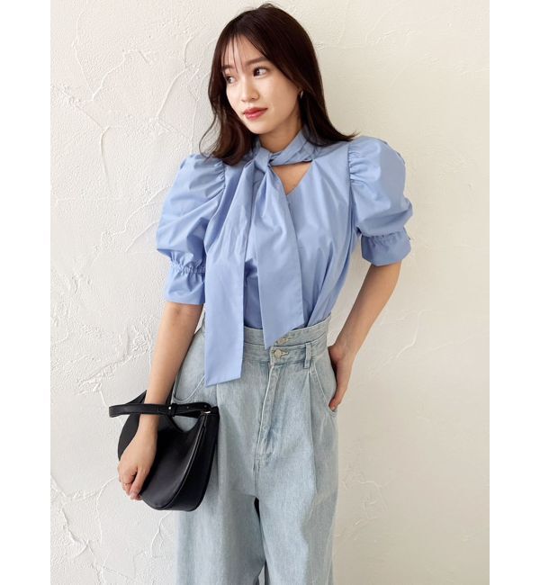 dazzlin「ペプラムタックボウタイブラウス」|シャツ・ブラウス|