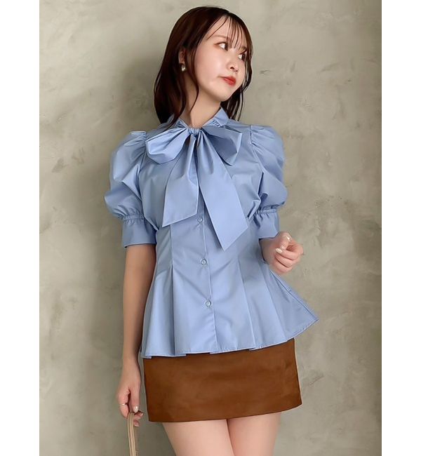 dazzlin「ペプラムタックボウタイブラウス」|シャツ・ブラウス|