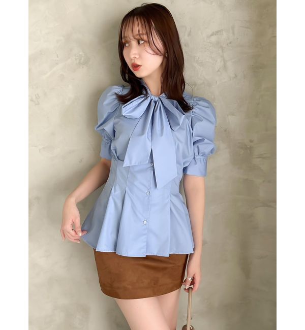 dazzlin「ペプラムタックボウタイブラウス」|シャツ・ブラウス|