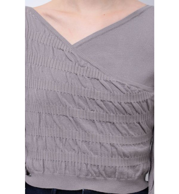 EMODA「アシンメトリークロスニット」|ニット・セーター|グレー