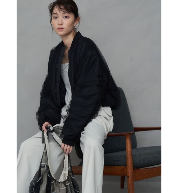 MERCURYDUO「【OUNNOUN】チュールレイヤードMA-1」|ブルゾン・スタジャン|