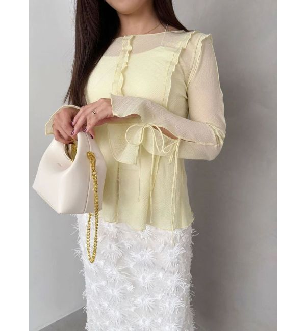 MERCURYDUO「【OUNNOUN】楊柳2WAYフレアスリーブブラウス」|シャツ・ブラウス|