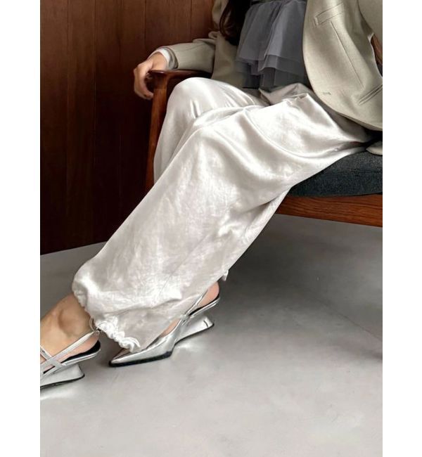 MERCURYDUO「【OUNNOUN】ドロストサテンリラックスパンツ」|その他|ベージュ