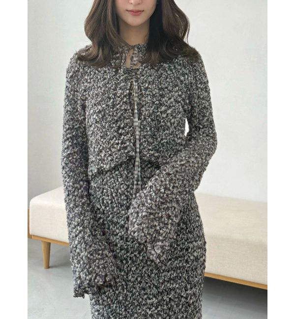 MERCURYDUO「【OUNNOUN】シュリンクシャーリングクロップドブラウス」|シャツ・ブラウス|ブラック