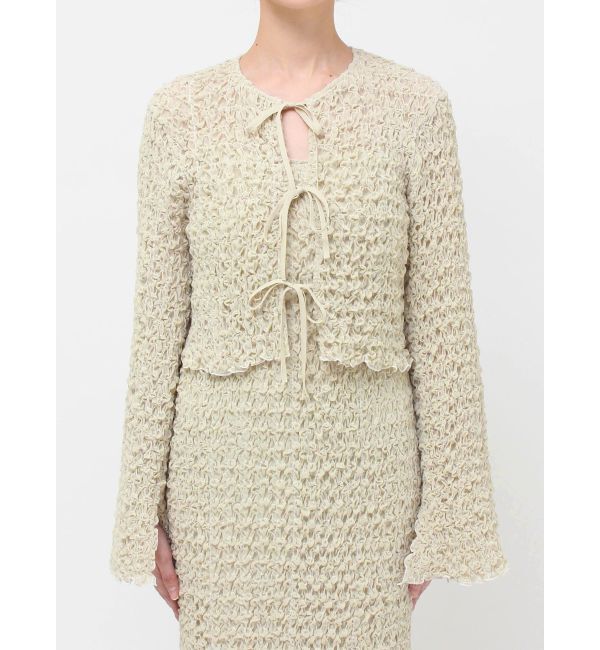 MERCURYDUO「【OUNNOUN】シュリンクシャーリングクロップドブラウス」|シャツ・ブラウス|