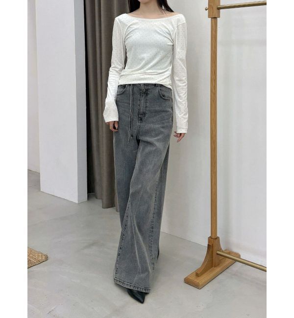 MERCURYDUO「【OUNNOUN】シャイニーベロアトップス」|Tシャツ・カットソー|