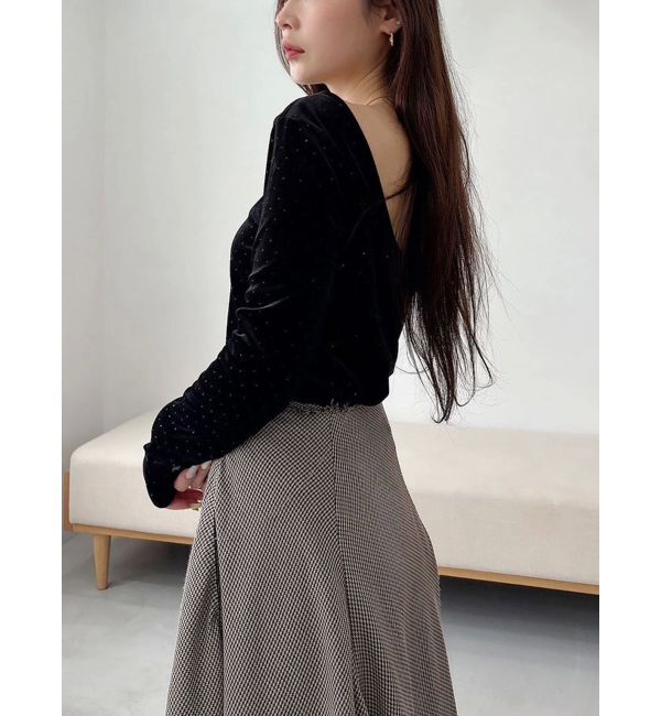 MERCURYDUO「【OUNNOUN】シャイニーベロアトップス」|Tシャツ・カットソー|