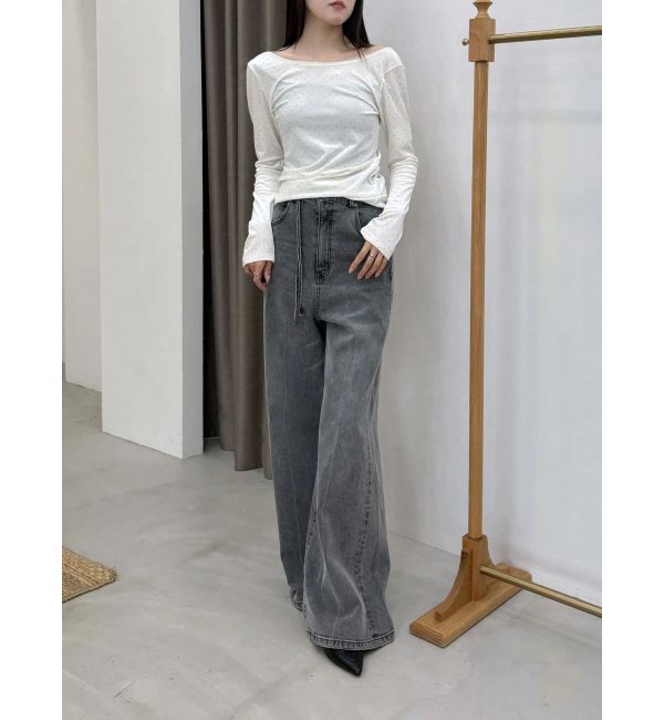 MERCURYDUO「【OUNNOUN】シャイニーベロアトップス」|Tシャツ・カットソー|