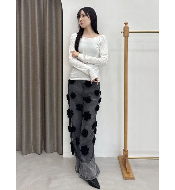 MERCURYDUO「【OUNNOUN】シャイニーベロアトップス」|Tシャツ・カットソー|