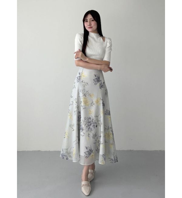 MERCURYDUO「花柄バックレースアップフレアスカート」|スカート|