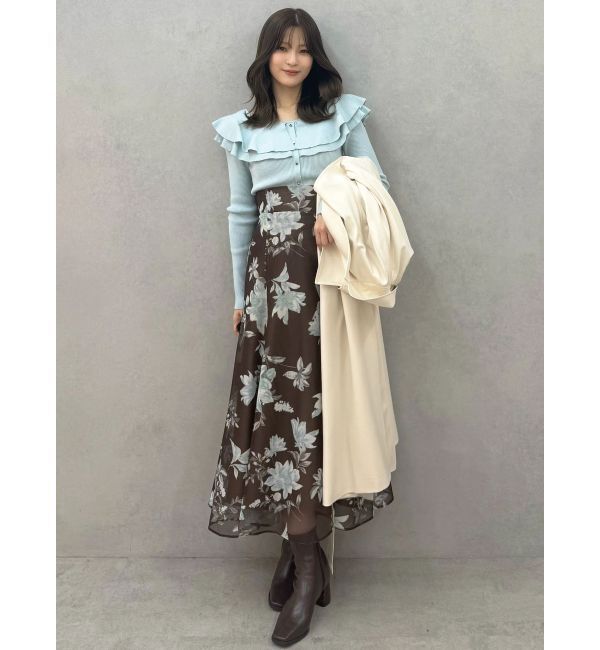 MERCURYDUO「花柄バックレースアップフレアスカート」|スカート|