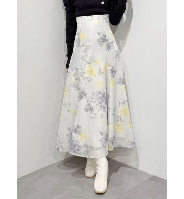 MERCURYDUO「花柄バックレースアップフレアスカート」|スカート|