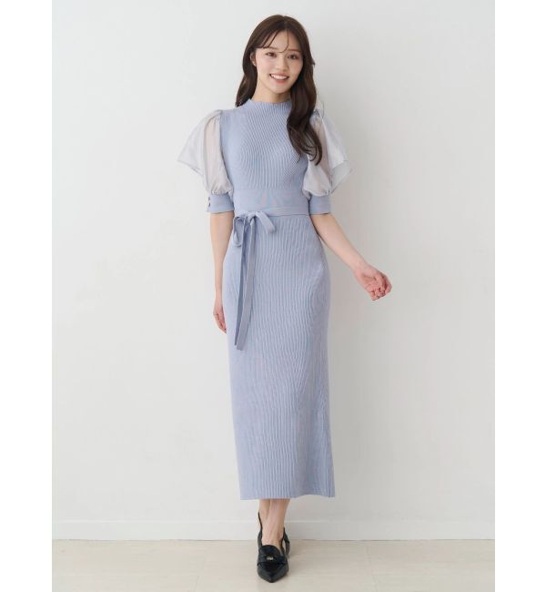 MERCURYDUO「異素材スリーブリブマーメイドワンピース」|ワンピース|