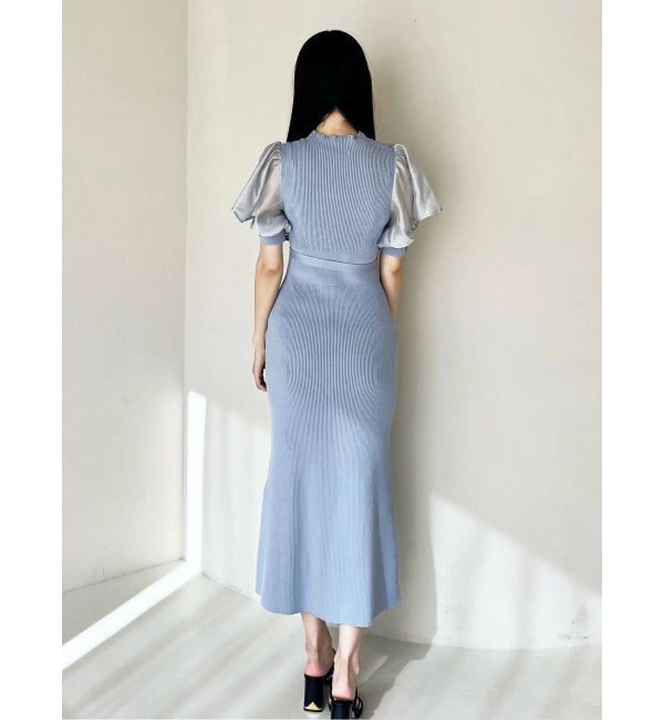 MERCURYDUO「異素材スリーブリブマーメイドワンピース」|ワンピース|