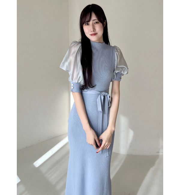 MERCURYDUO「異素材スリーブリブマーメイドワンピース」|ワンピース|