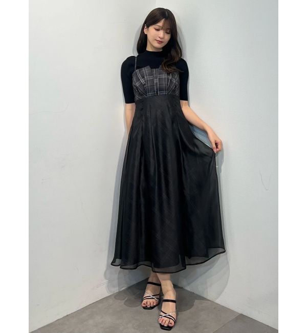 MERCURYDUO「チェックシアーレイヤードキャミワンピース」|ワンピース|