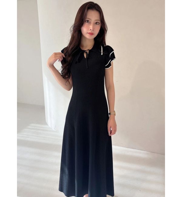 MERCURYDUO「ポロ衿ラッフルニットワンピース」|ワンピース|